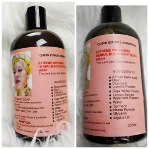 Extreme Whitening Herbal Black Soap Body wash 355ml, Organic